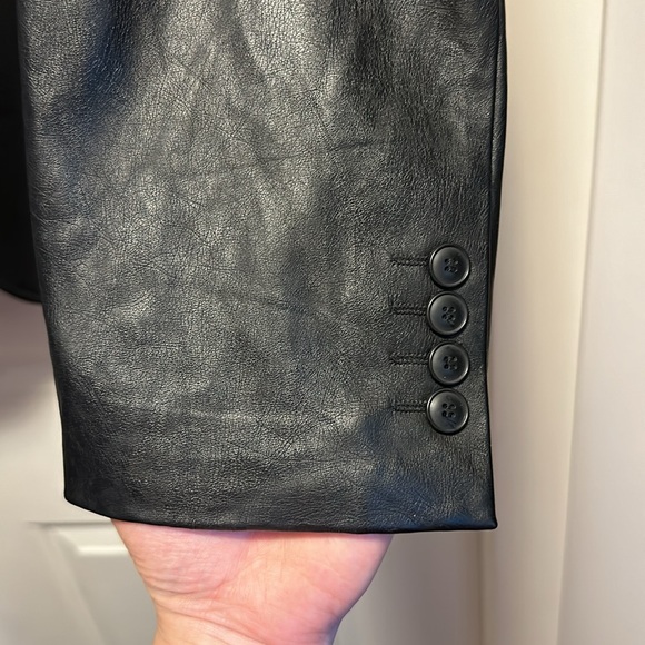 Saks Fith Ave oversized blazer with leather arms - Picture 3 of 4